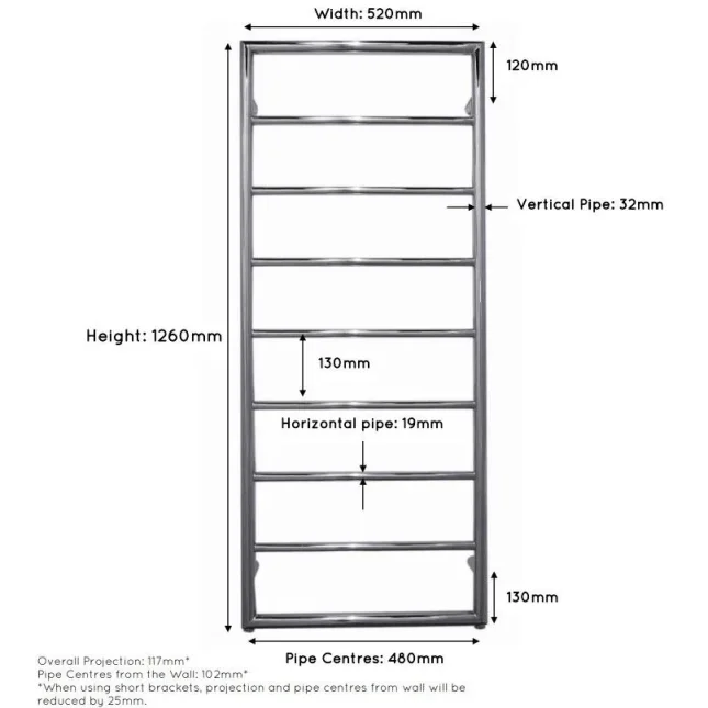 Jis Alfriston 1260/520 1260 X 520mm Radiator For Central Heating Polished Stainless Steel detail view - Image 3