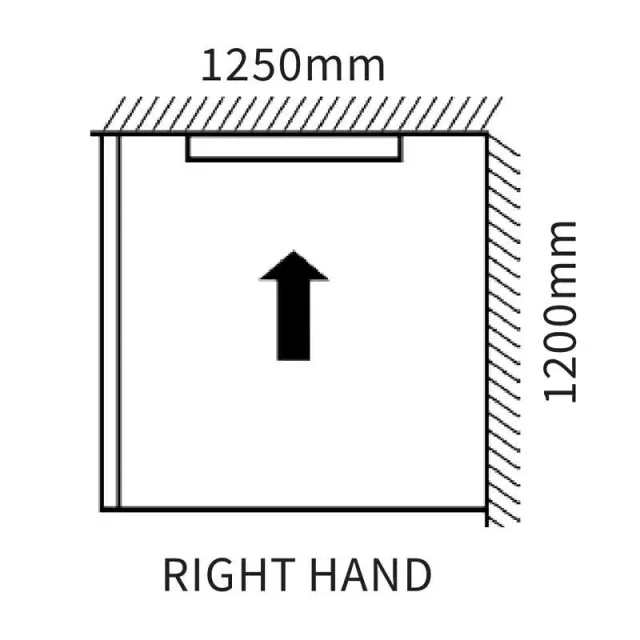 Abacus Elements Infinity Tray Kit 1200x1250 Right Hand technical drawing - Image 2