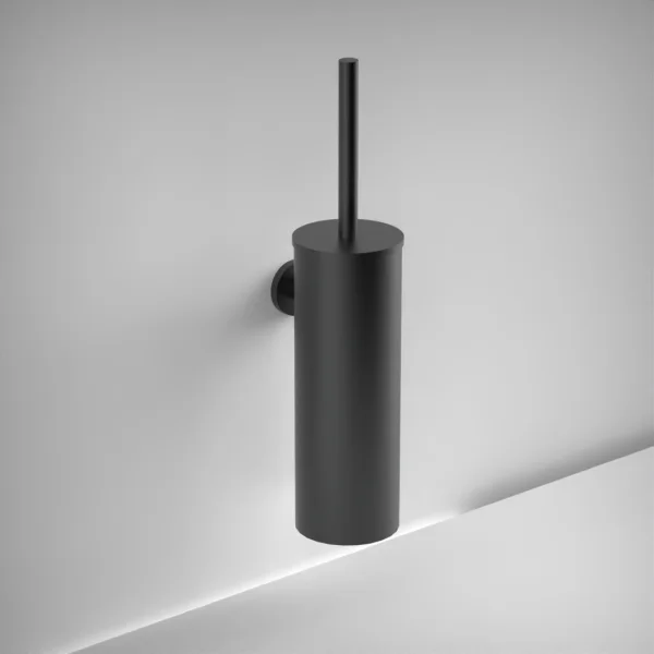 Ava Round Toilet Brush Holder - Brushed Black