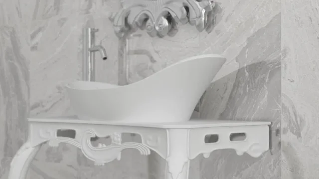 StoneKAST Classic Sit On Basin Matt White 600x350mm detail view - Image 2