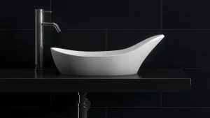 StoneKAST Classic Sit On Basin Matt White 600x350mm