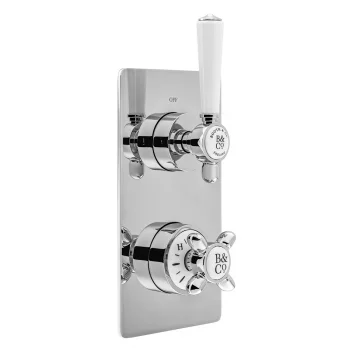 Booth & Co. 2 Outlet, 2 Handle Concealed Thermostatic Valve Chrome & White