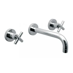 Vado Elements 3 Hole Basin Mixer With 200mm Spout Wall Mounted With Honeycomb Flow Regulator Chrome