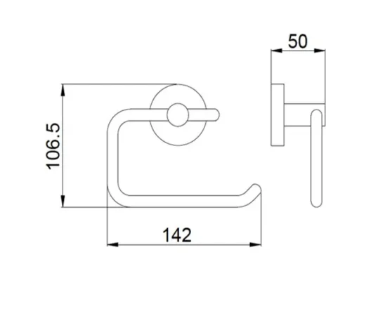 Just Taps Vos Toilet Roll Holder Brushed Brass technical drawing - Image 2