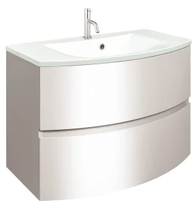 Crosswater Svelte Basin Glass 800 1 Tap Hole Ice White