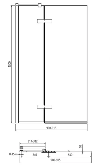 Crosswater Optix Hinged Bath Screen With Inline Panel 180 Right Handed Brushed Brass detail view - Image 5