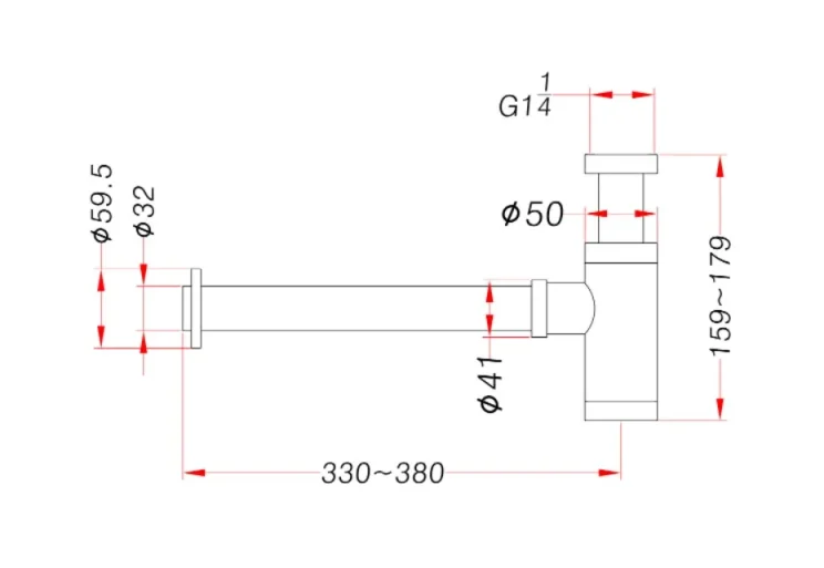Ava Contemporary Round Bottle Trap - Brushed Stainless Steel technical drawing - Image 3