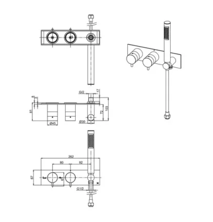 Crosswater Mpro 2 Handle Trimset With Handset & Hose (must Be Paired With Wlbp25x31r+) Chrome detail view - Image 4