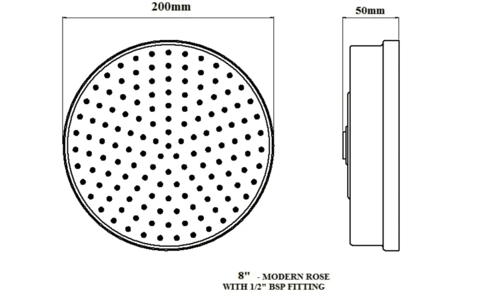 Crosswater Mpro Industrial 8" Shower Head Chrome technical drawing - Image 3