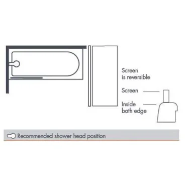 Merlyn Single Square Fixed Panel Bathscreen 800 X 1500mm technical drawing - Image 2