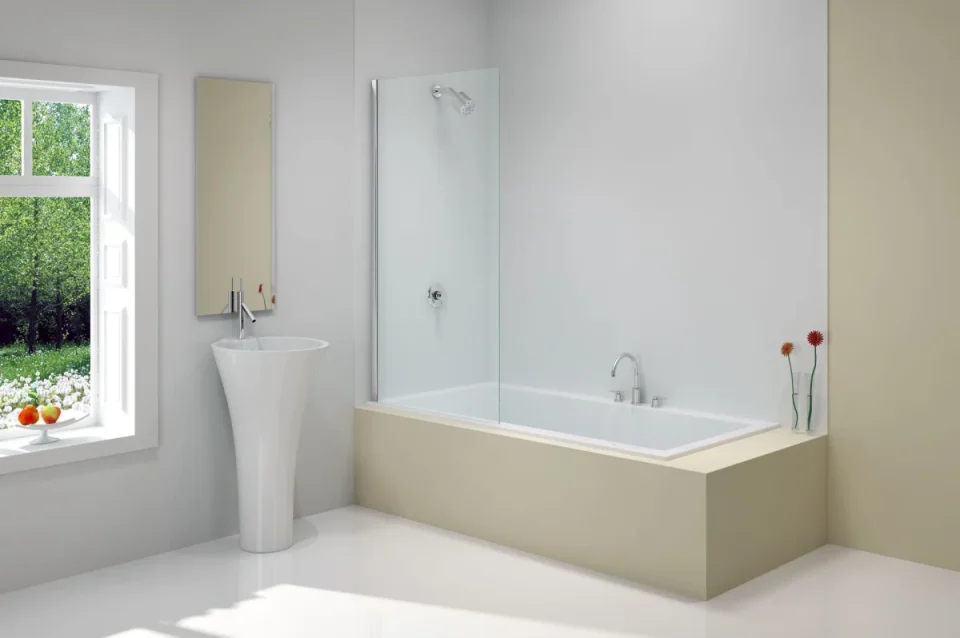 Merlyn Single Square Fixed Panel Bathscreen 800 X 1500mm detail view - Image 3