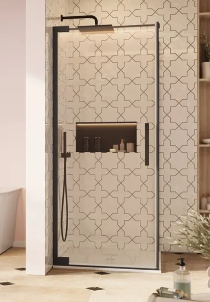 Crosswater Asura 8mm Side Panel For Hinged Door 800 Matt Black product image - Image 1