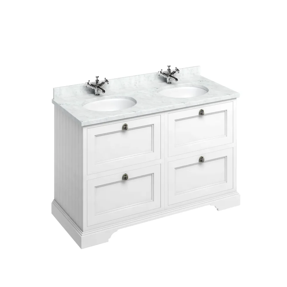 Burlington White Double Vanity Bowl Minerva Carrara product image - Image 1
