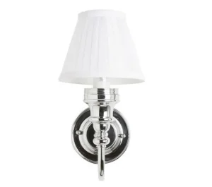 Burlington Ornate Base, White Fine Pleated Shade - Chrome