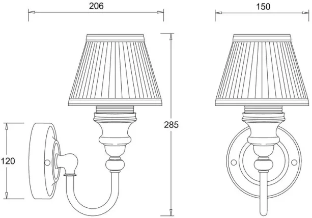 Burlington Ornate Base, White Fine Pleated Shade - Chrome technical drawing - Image 2