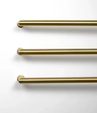Thermosphere 12v Heated Towel Bar Double Round 632mm Brushed Brass product image - Image 1