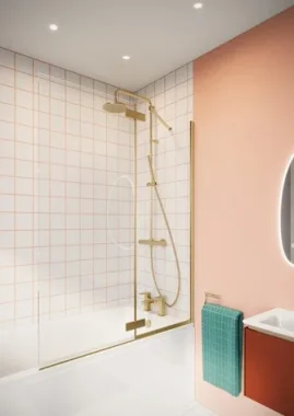 Crosswater Clear 6 Double Panel Bath Screen 1150 Brushed Brass product image - Image 1