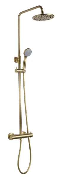 Just Taps Vos Thermostatic Bar Valve With 2 Outlets Adjustable Riser Brushed Brass