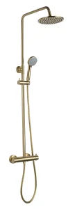 Just Taps Vos Thermostatic Bar Valve With 2 Outlets Adjustable Riser Brushed Brass