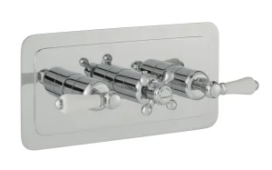 Just Taps Grosvenor Lever Thermostatic 2 Outlet Valve Horizontal Chrome