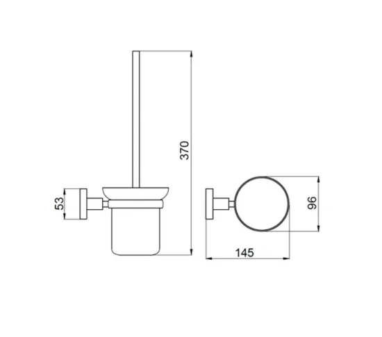 Just Taps Vos Toilet Brush Brushed Brass technical drawing - Image 2