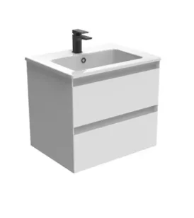 Saneux Uni 60cm 2 Drawer Wall Mounted Unit - Matte White product image - Image 1