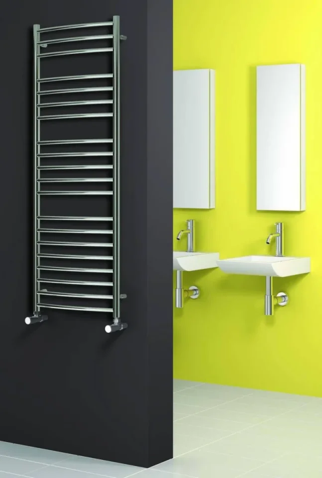 Reina Eos 600 X 1200 Curved Stainless Steel Towel Rail detail view - Image 2