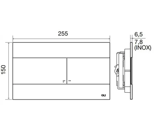 Oli Slim Mechanical Dual Flush Plate Chrome TD technical drawing - Image 3