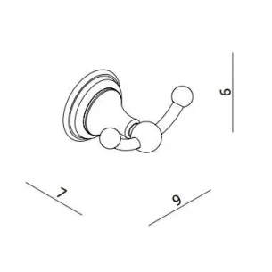 Crosswater Belgravia Double Robe Hook Chrome technical drawing - Image 5
