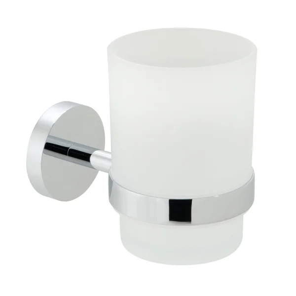 Vado Spa Frosted Glass Tumbler And Holder Wall Mounted Chrome