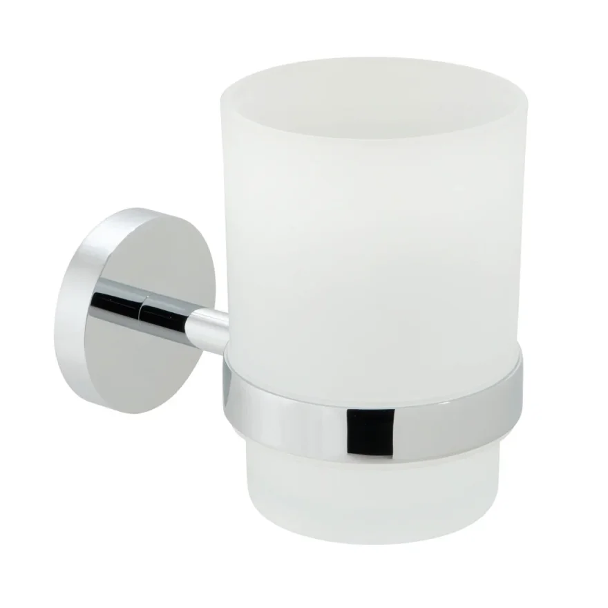 Vado Spa Frosted Glass Tumbler And Holder Wall Mounted Chrome product image - Image 1