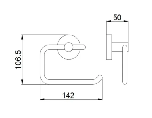 Just Taps Vos Toilet Roll & Towel Holder Matt Black technical drawing - Image 2