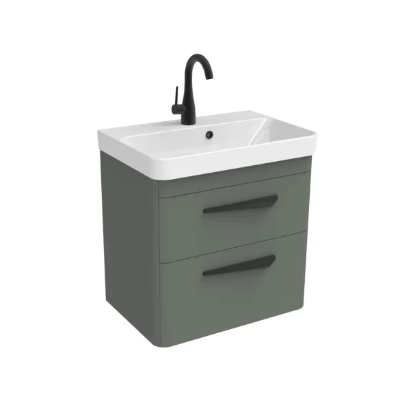 Saneux Hyde 55cm 2 Drawer Wall Mounted Unit - Matte Sage