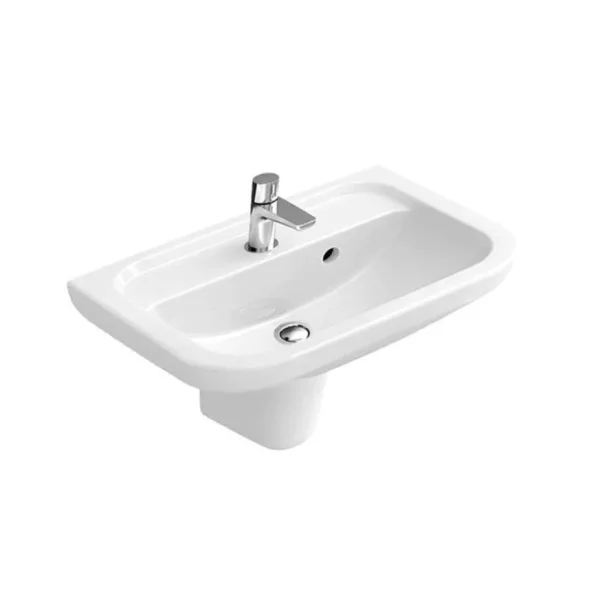 Abacus D-Style Basin With Semi Pedestal 60cm 1 Tap Hole White