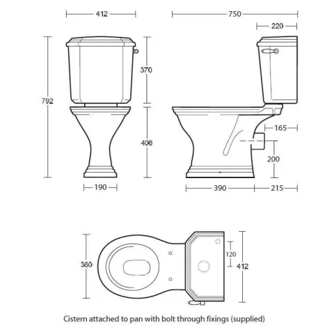 Imperial Ast Deco Cc Cist Chrome Lever White technical drawing - Image 2