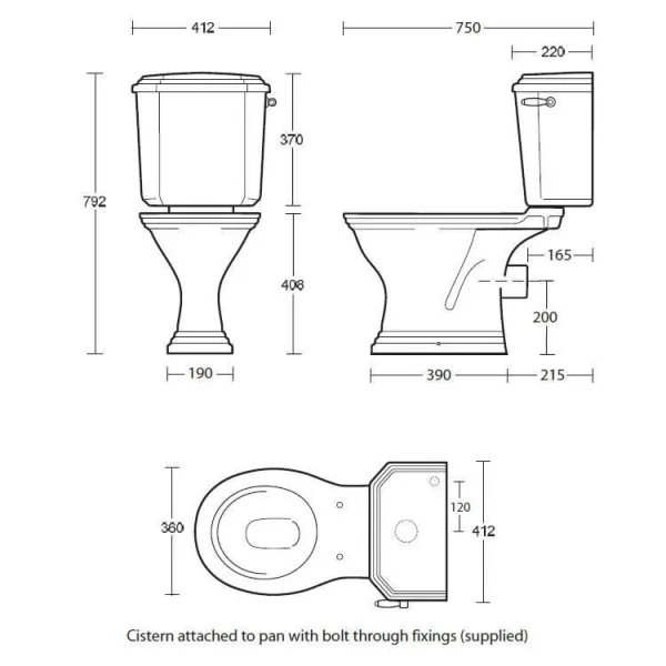 Imperial Ast Deco Cc Cist Chrome Lever White technical drawing - Image 2