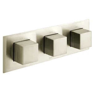 Vado Individual Tablet Notion Horizontal Concealed 3 Outlet, 3 Handle Thermostatic Valve With All-flow Function Brushed Nickel