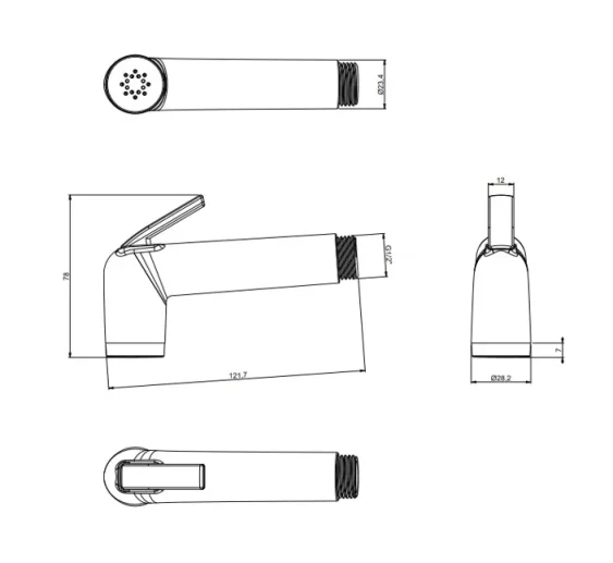 Crosswater Mpro Integrated Douche Valve, Handset & Holder Brushed Brass detail view - Image 3