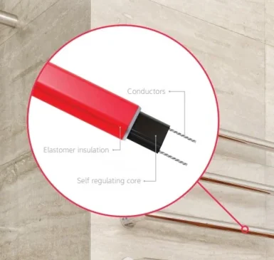 Thermosphere 12v Heated Towel Bar Double Square 632mm Matt Black detail view - Image 4