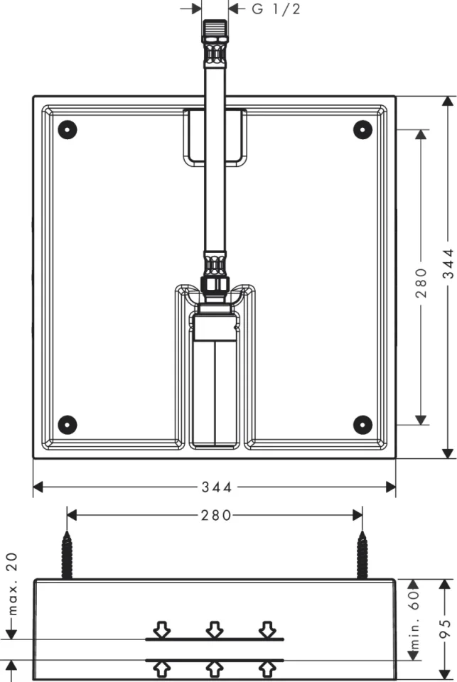 Hansgrohe Rd E 400 1jet Hs Ceil Conc Basic Set detail view - Image 2