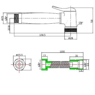 Crosswater Kai Douche Handset Chrome technical drawing - Image 2