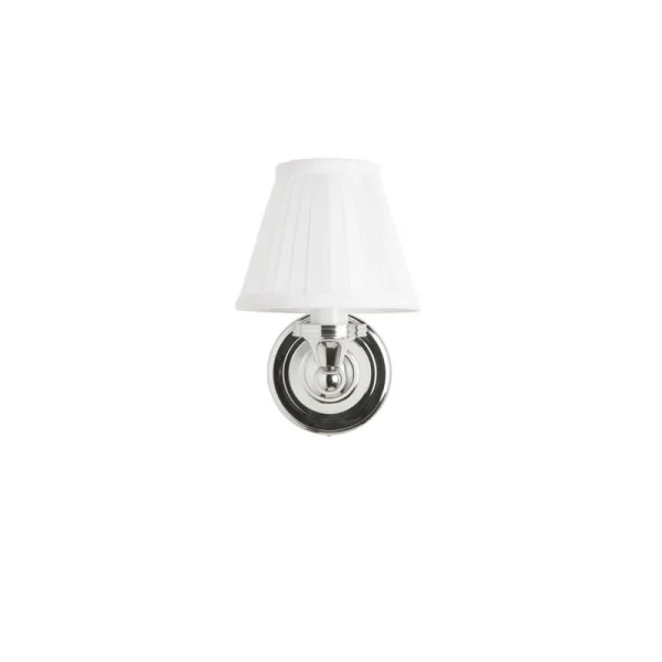 Burlington Round Base, White Fine Pleated Shade - Chrome
