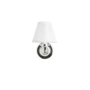 Burlington Round Base, White Fine Pleated Shade - Chrome