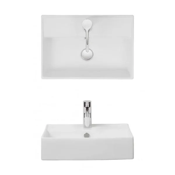 Crosswater Turin Wall Mounted Basin 500 With Overflow White detail view - Image 4