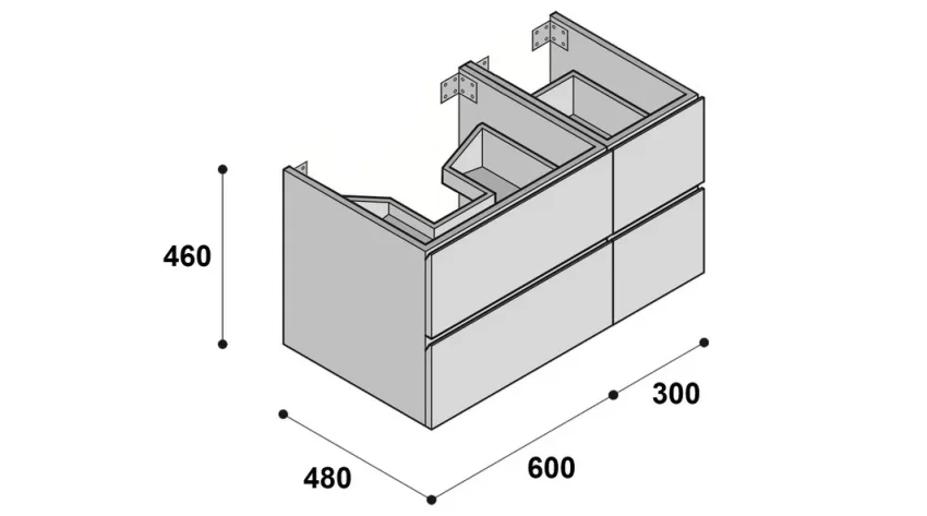 Faeber Mode 30 Side Unit 1 Drawer Matt White technical drawing - Image 2