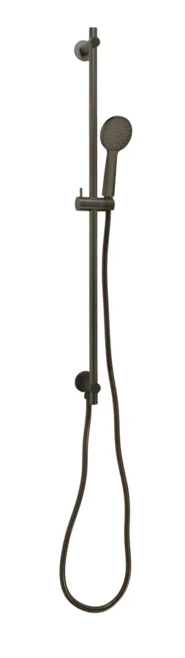 Just Taps Vos Slide Rail With Round Shower Handle And Hose Brushed Black product image - Image 1