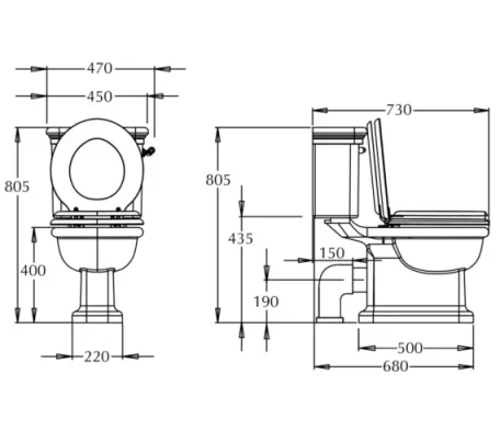 Imperial Etoile Close Coupled Closet White technical drawing - Image 4