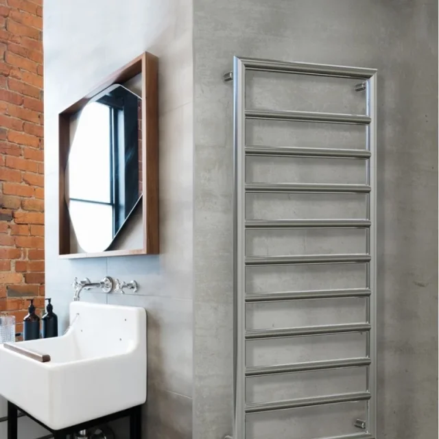 Vogue Smooth Towel Radiator Heating Only - Chrome 1200X500 detail view - Image 2
