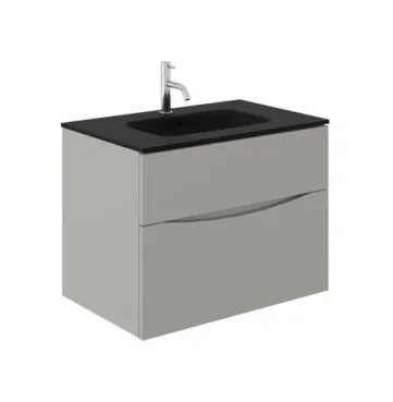 Crosswater Glide II 700mm Wall Mounted 2 Drawer Vanity Unit Storm Grey Matt detail view - Image 7