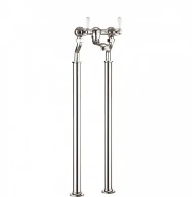 Crosswater Belgravia Traditional Floor Standing Bath Filler Tap Legs Nickel detail view - Image 2